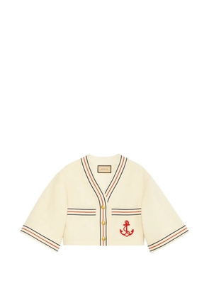 Gucci anchor-detail gauze shirt - Neutrals