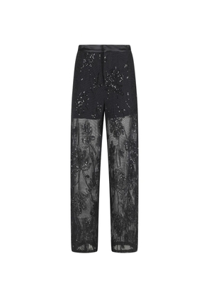 Isabelle Blanche sequin floral trousers - Black
