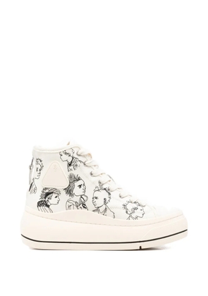 R13 Kurt illustration hi-top sneakers - White