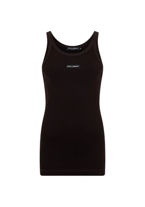 Dolce & Gabbana logo-patch rib vest - Brown