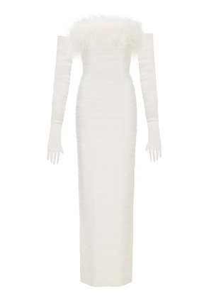 Rebecca Vallance Lilly feather-trim gown - White