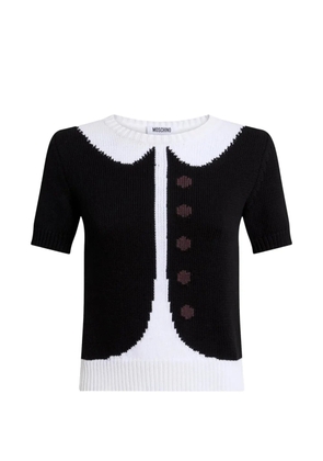 Moschino collared buttoned cotton top - Black