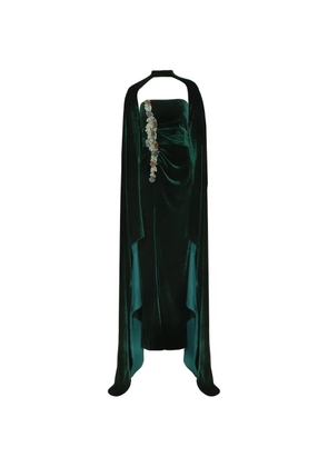 Costarellos Brisha ruched crystal-detail gown - Green