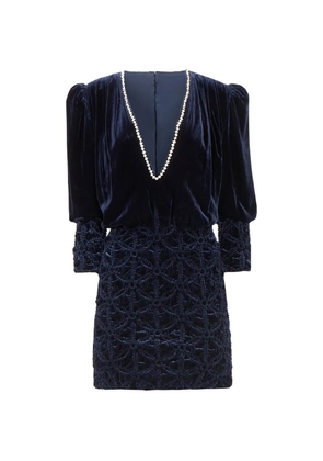 Costarellos Astara crystal-embellished velvet mini dress - Blue