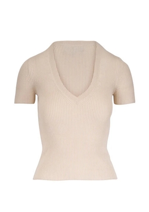 Nili Lotan Italia ribbed V-neck T-shirt - Neutrals