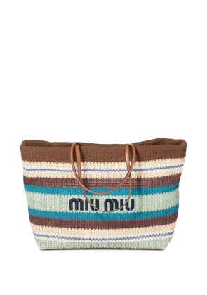 Miu Miu raffia-effect woven tote bag - Brown