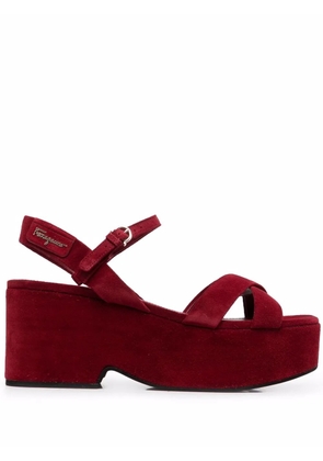 Ferragamo strappy platform block-heel sandals - Red