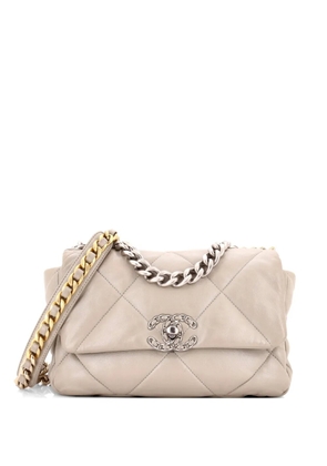 CHANEL Pre-Owned 19 Flap Bag Quilted Leather Medium crossbody bag - Neutrals