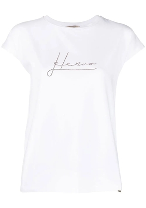 Herno crystal-embellished logo T-shirt - White