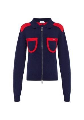 Versace zip collared cardigan - Blue