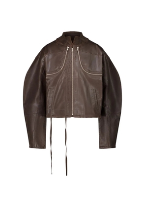 Ottolinger zip glazed denim jacket - Brown