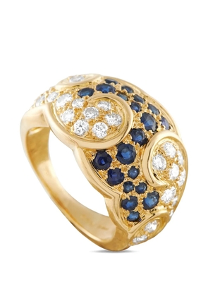 Christian Dior Pre-Owned wide-band diamond and sapphire ring - Gold
