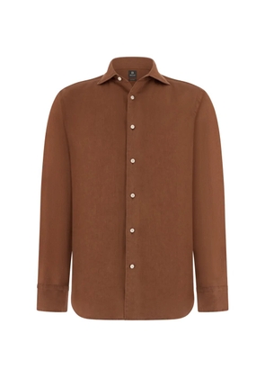 Boggi Milano bowling collar linen shirt - Brown
