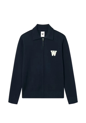 Wood Wood Tay zip appliqué cotton cardigan - Blue