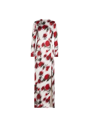 PATRICK ASSARAF floral-print slit dress - White