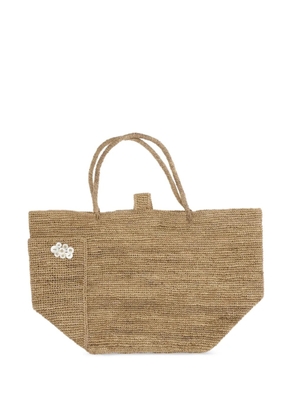MERCIEL raffia appliqué shoulder bag - Neutrals