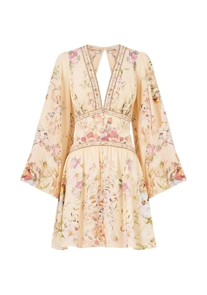 Camilla floral-print mini dress - Neutrals