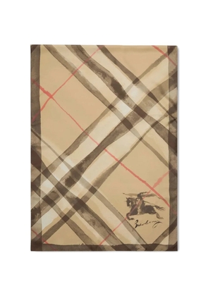 Burberry wide watercolor check silk scarf - Neutrals