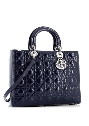 Christian Dior Pre-Owned Lady Dior Bag Cannage Quilt Patent Large satchel - Blue