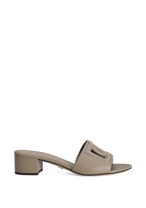 Dolce & Gabbana mules in Dauphine calfskin, suede and rhinestones - Brown