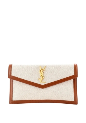Saint Laurent Pre-Owned Uptown Pouch Raffia clutch bag - Neutrals
