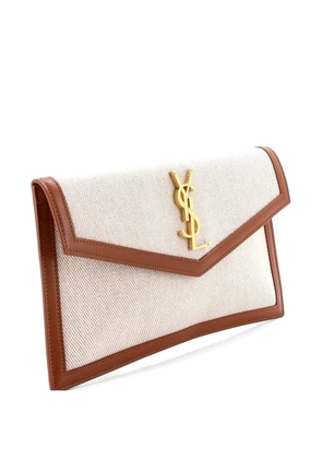 Saint Laurent Pre-Owned Uptown Pouch Raffia clutch bag - Neutrals
