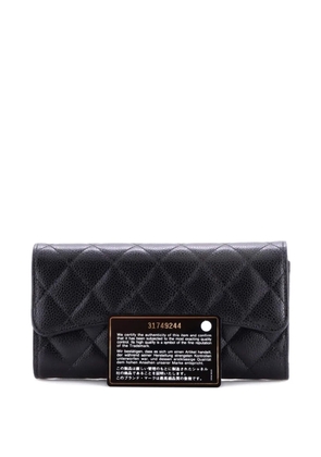 CHANEL Pre-Owned CC Gusset Classic Flap Wallet Quilted Caviar Long small wallets - Black