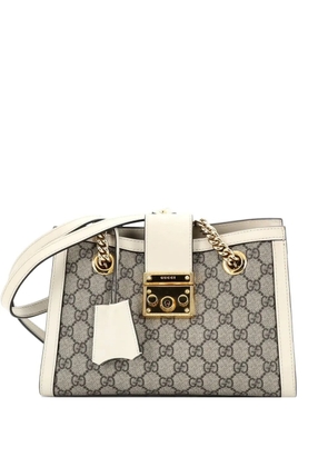 Gucci Pre-Owned Padlock Chain Tote GG Coated Canvas with Leather Small shoulder bag - Brown