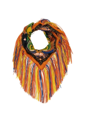 ETRO floral-jacquard fringed scarf - Yellow