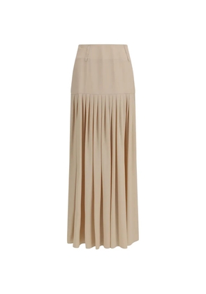 CRIDA pleated long skirt - Neutrals