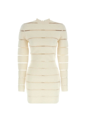 Balmain mesh sequin-embellished bodycon mini dress - Neutrals