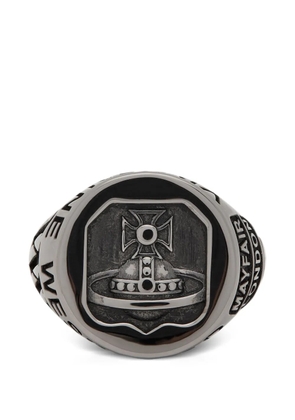 Vivienne Westwood Lancelot Chevalier orb-logo lettering-detail ring - Black