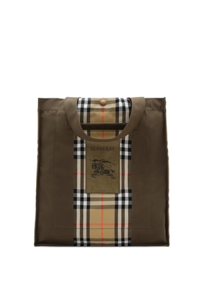 Burberry check panel tote bag - Brown