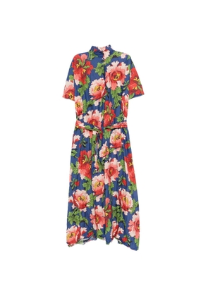 Daniela Gregis floral-print V-neck midi dress - Blue