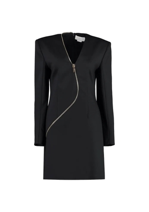 Genny zip V-neck mini dress - Black