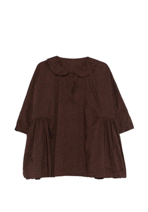 Daniela Gregis round-ollar crinkled blouse - Brown