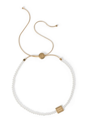 Miu Miu logo-charm beaded choker necklace - White
