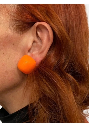 Vintage square clip-on earrings - Orange