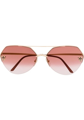 Cartier Eyewear panther head-detail sunglasses - Gold