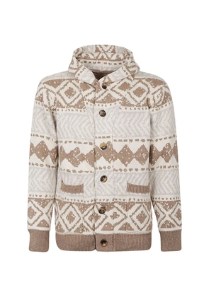 TOOCO patterned hooded cardigan - Neutrals