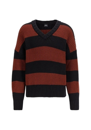 BOSS ribbed V-neck sweater - Black
