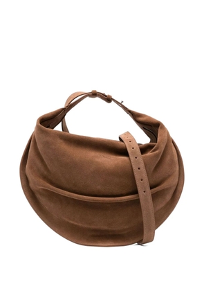 FEDERICO CINA Tortellino suede shoulder bag - Brown