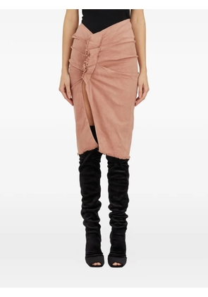 Rick Owens DRKSHDW ruched-design frayed-hem skirt - Pink
