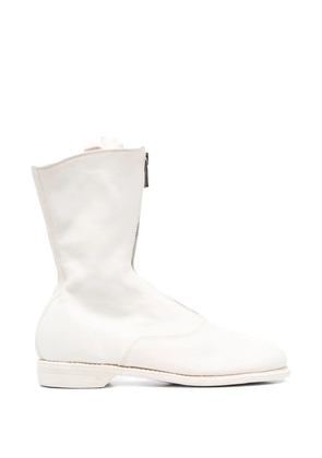 Guidi front-zip ankle boots - White