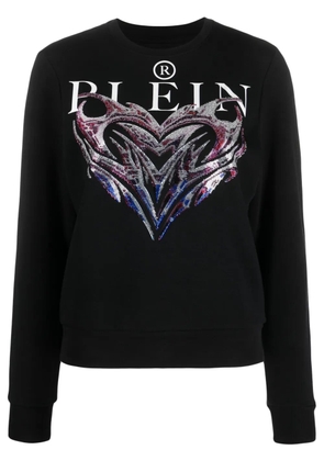 Philipp Plein crystal-embellished logo-print sweatshirt - Black
