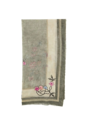 Faliero Sarti floral embroidered scarf - Green