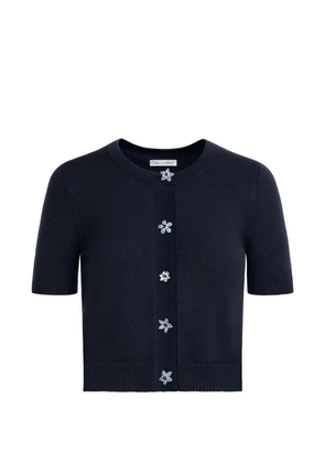 Oscar de la Renta floral-buttons cropped cardigan - Blue