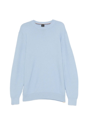 BOSS textured crew neck sweater - Blue