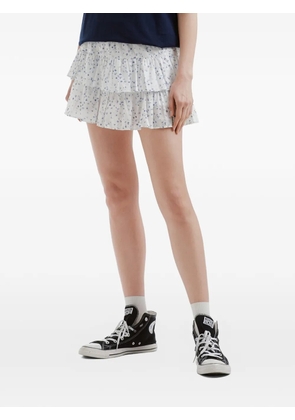 CHOCOOLATE ruffled floral short skirt - White