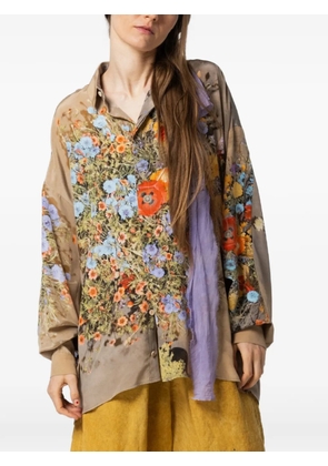 Anntian floral-print silk shirt - Neutrals